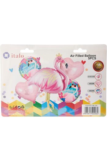 Generic Italo Flamingo Shaped Birthday Decoration Balloon 5-Pieces Set