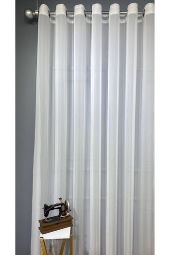 farbateks Crop Simple Modern Rustic Eyelet Tulle Curtain