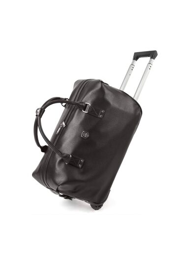 Quasar & Co. Geanta voiaj tip troler, duffle, 57x39x25 cm, oxford/piele ecologica, maro