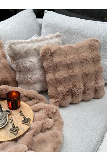 sevaradekor Fetă de pernă de pluș Pernă pufoasă Pernă de pluș pe o singură față 40 x 40 Bubble Plush Pernă pătrată
