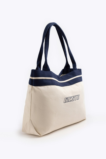 GIESTO Beige Fabric Tote Bag