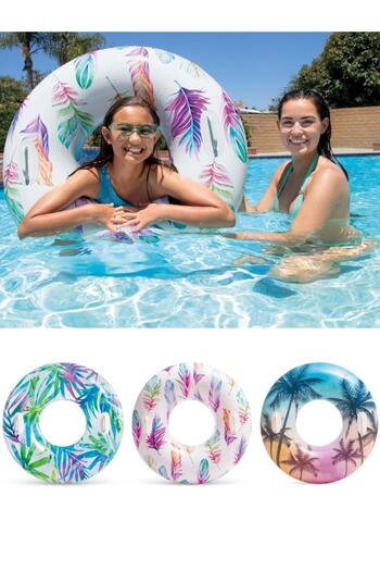 BYCEGU 52630 Patterned Inflatable Sea Pool Ring with Handle 97 cm 9+ Age Product Is One Piecesim,