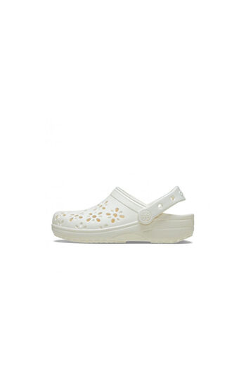 Crocs Classic Floral Cut Out Clog t Kids Slippers 210944 -0Wv Cream