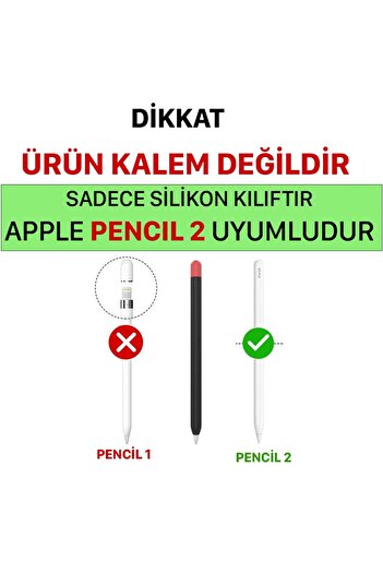 NovStrap Apple Pencil 2 Nesil Uyumlu Kılıf Apple Pencil 2 Silikon Koruma Kılıfı