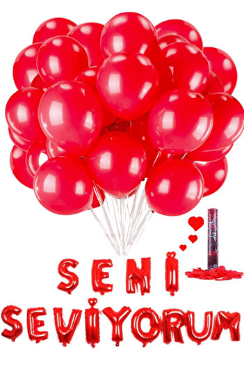 Baloncu Dede Red Balloon 20 Pieces Confetti I Love You Written Helium Compatible Balloon Lover and Special Day Balloon