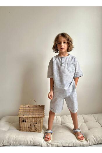 YİGİT BUTİK Yigit Butik Poplin Fabric Boy's Shorts Suit