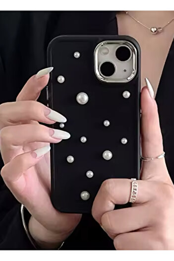 Go Aksesuar Flexible Silicone Case with 3D Pearl Toy Design Compatible with iPhone 13 - 14 and 15
