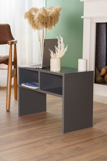 interGO Side And Center Table With Shelves - Gray