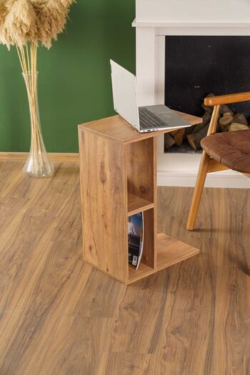 interGO Side And Center Table With Shelves - Atlantic Pine Pattern