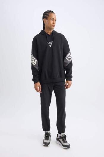 DeFacto Φούτερ με κουκούλα NBA Chicago Bulls Boxy Fit - Πίσω στάμπα, U9853az24au