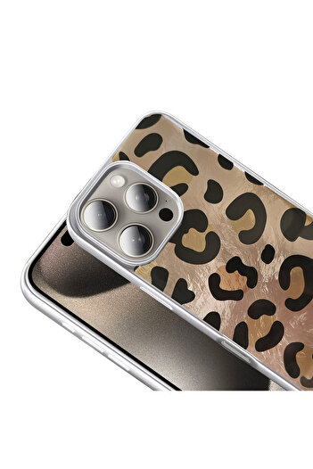 Rivor Apple iPhone 16 Pro Max Uyumlu Kılıf Kamera Çıkıntılı Fiyonk Leopar Desenli Şık Estetik Kapak