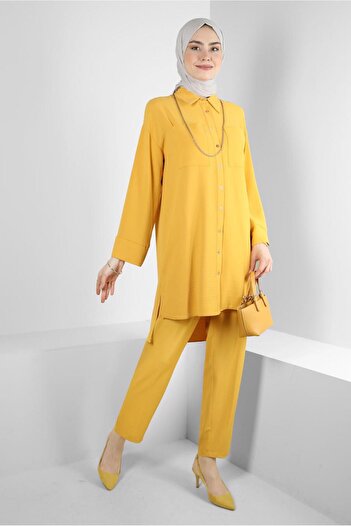 Alvina SHIRT COLLAR, ELASTIC WAIST, DOUBLE PANT SET 43820