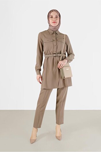 Alvina Double Trousers with Belted Waist Pocket Detail. Team 42388