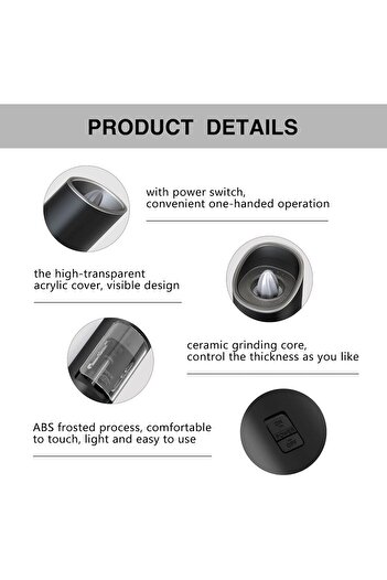 fulina Pepper grinder with blue LED light, automatic battery operated, adjustable coarseness