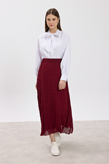 Birgül Bektaş Burgundy Kraş Skirt