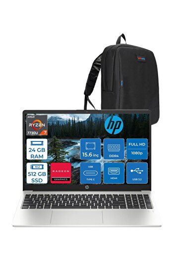 HP 255 G10 Amd Ryzen 7 7730U 24GB 512GB SSD Amd Radeon Grafik Freedos 15.6" 9G1F9ETF12 +ZETTACNT