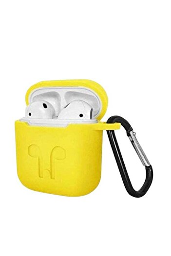Generic Shock Absorbing Protective Case for AirPods Silicone with Safety Ring - Bright Yellow CaseUnbrand