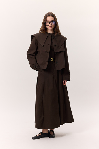 Manuka Wide Skirt with Pocket Detail Brown