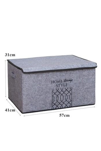 EVLE 50X40X19 cm Gray Bin with Lid, Gray, Multi-Purpose Base Gap Box