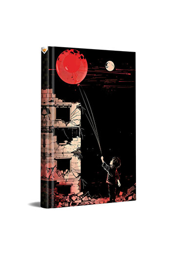 sketch Children Holding Balloons Designed Striped Notepad – 13X21 cm Hard Cover 192 Pages