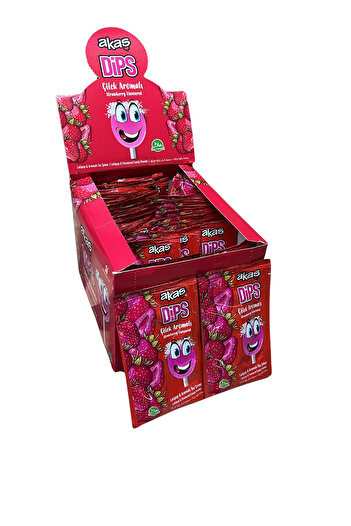 Kervan Akaş Di̇ps Powdered Sugar Strawberry Flavored Lollipop 36 Pieces