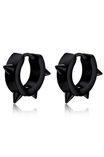 Takı Dükkanı Pair of Studded Spike Punk Unisex Steel Earrings 3mm Mse3