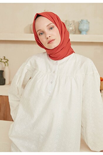 Fresh Red Thin Cotton Voile Shawl