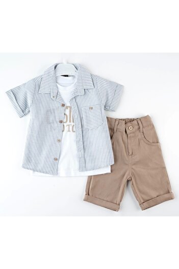 Mc Emirix Kids Wear Striped Pocket 3 Piece Set Shorts