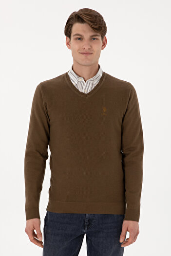 U.S. Polo Assn. Men's Khaki Basic Sweater 50288886-Vr027