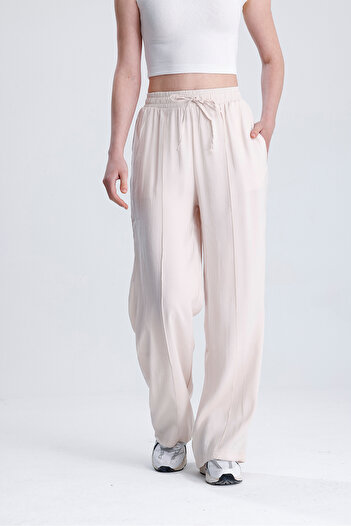 fujya Elastic Waist Double Pocket Modal Trousers Cream