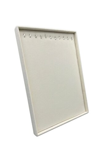 MeGass Dekor Yerli Üretim Süet Kumaş Krem Renk 34/24 Cm Ayaklı Kolye Sergileme Standı
