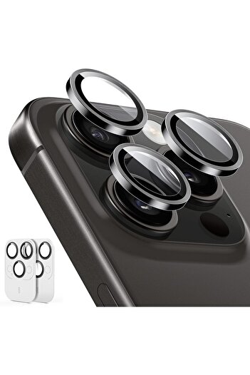 AWH 2 Pack Camera Lens Protector for iPhone 16/15/14 Pro Max/Pro, Scratch-Resistant (Black)