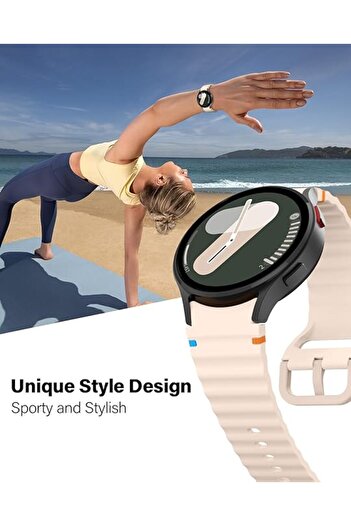 UnDePlus Huawei Watch GT GT2 GT3 GT4 42mm/Honor Magic 2 20mm Kordon Dekoratif Örgü Çizgili Spor Silikon Kayış
