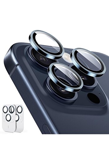 AWH 2 Pack Camera Lens Protector for iPhone 15/14 Pro Max/Pro, Scratch-Resistant,Armorite Dark Blue