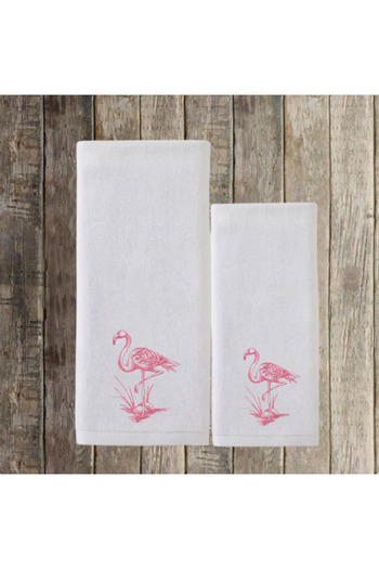 Ursa Flamingo Flai̇r Embroidered Hand and Face Towel 2 Pieces 50X90-30X50