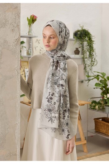 Fresh Mink Shawl - Aster Patterned