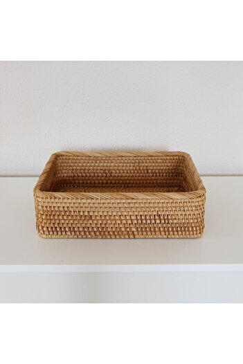 Mylamp NUR Rattan 30X20X9,5 cm. Saklama Kutusu & Dekoratif Sepet 30X20X9,5