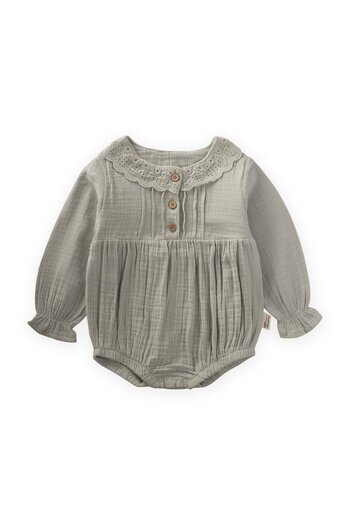 Cigit Seasonal Muslin Bodysuit with Scallop Collar 0-2 Years Old Water Green