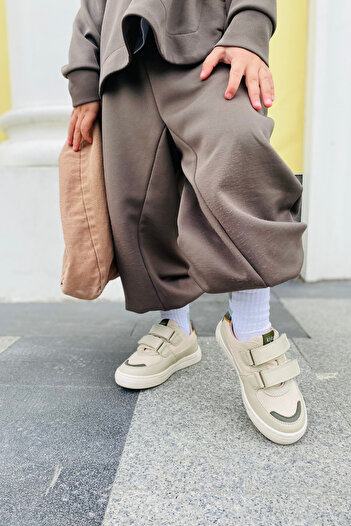 kids A more Honor Pu Leather Linen Boys' Velcro Shoes Beige