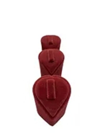 MeGass Dekor Domestic Production Suede Fabric Red Color Triple Set Ring Display Accessory