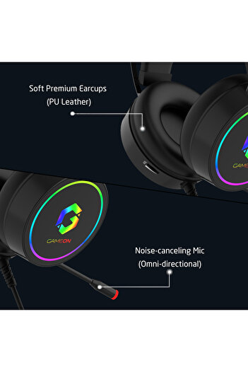 GAMEON GOT200A Thunderstrike, RGB Gaming Headset, Supporting PS4/PS5/XBOX ONE/PC, USB +3.5mm, Black