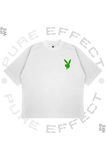 PURE EFFECT Μπλουζάκι Unisex Oversize Vlone Rabbit Green Printed Boxy Fit από χοντρό ύφασμα