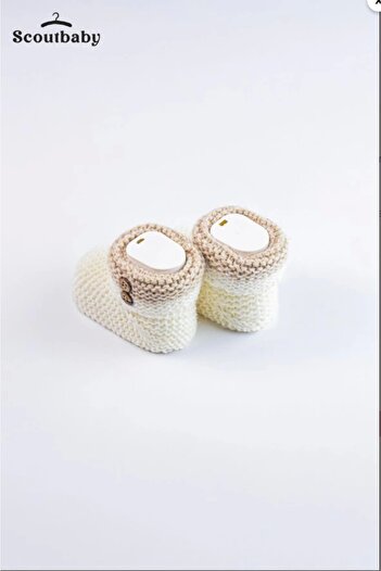 andywawa White Knitted Baby Booties Soft and Warm Cotton Baby Booties