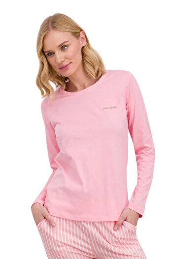 Pierre Cardin Pembe Kadın Geniş Yaka Uzun Pijama Takımı PC.25.K11.087.i66.Y09