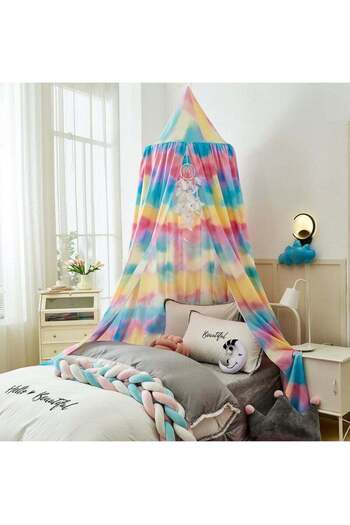 COOYA Baby Oversized Dome Bed Canopy,Hanging,Gradient Rainbow Print,Perfect for Sleeping or Decoration