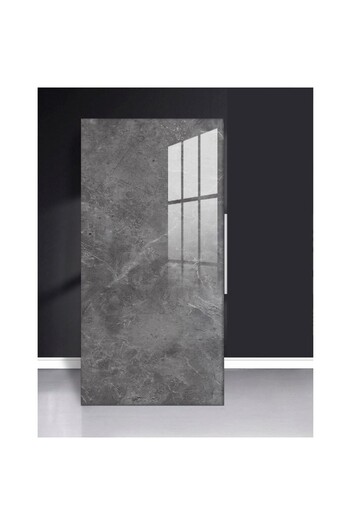 Flippy Set of 10 Wallpaper Tiles, Flippy, 60 x 30 cm, 1.5 mm, PVC, Marble Imitation Pattern, 1.8 sq m, Dark Grey