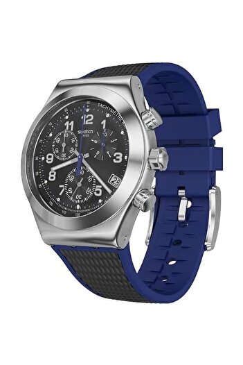 Generic Swatch Mens Chronograph Quartz Watch With Rubber Strap Yvs451