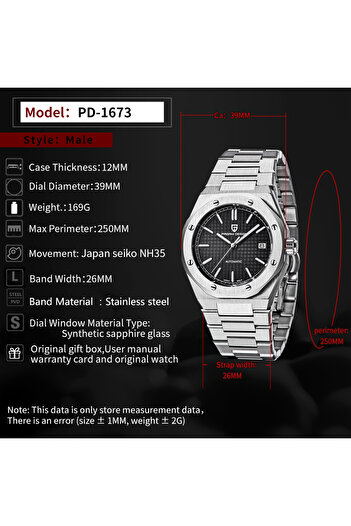 Pagani design PD-1673 Erkek 40mm Japon NH35 Otomatik Hareket Mekanik 100M Su Geçirmez Safir Cam Paslanmaz Çelik