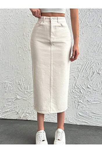Dema Women's Cotton Ecru Denim Skirt