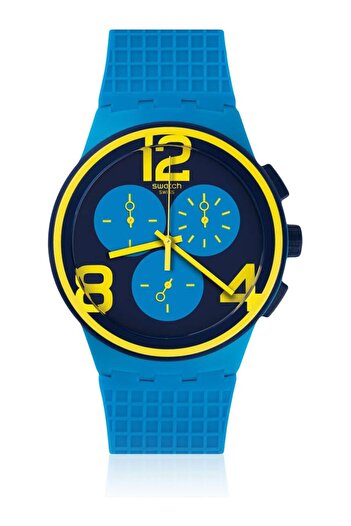 Generic Swatch On Your Mark Chronograph Navy Blue Silicone Unisex Sports Watch Suss100